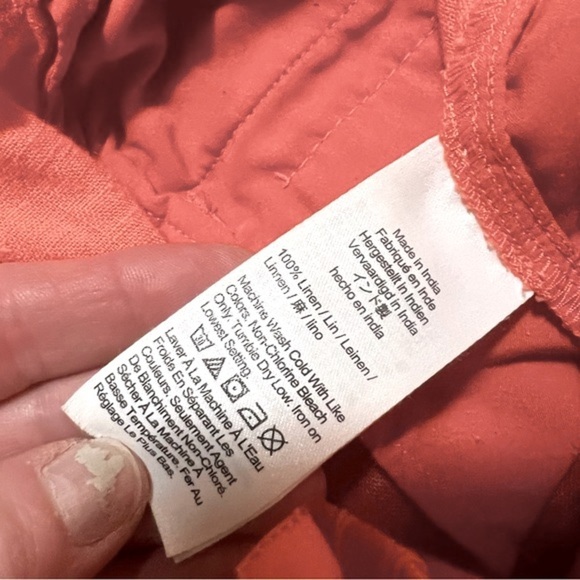 J. Crew Apricot Orange Linen Cropped Pull On Pants Size Large Lagenlook Beachy - Picture 11 of 12